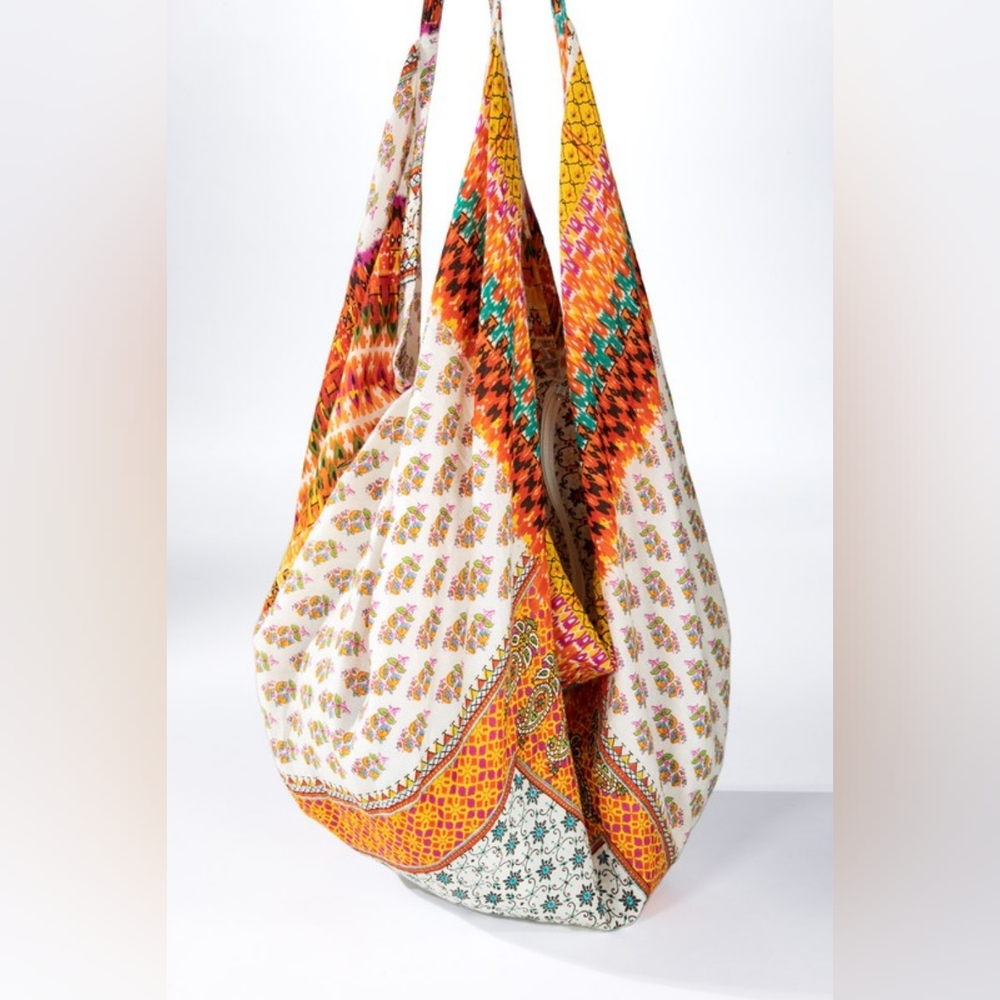 Floral & Paisley Print Boho Chic Beach Yoga Hobo Shoulder Bag  - 100% Cotton - Picture 3 of 8